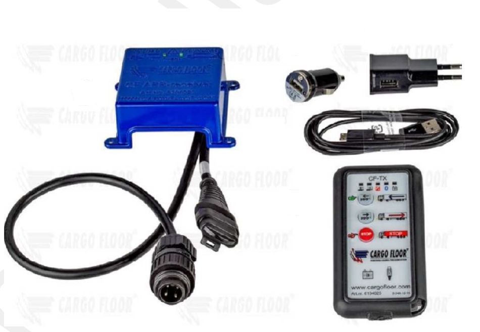 Bezdrátové dálkové ovládání posuvné podlahy (sada vč. kabelu a nabíječek, 240V a USB do auta)